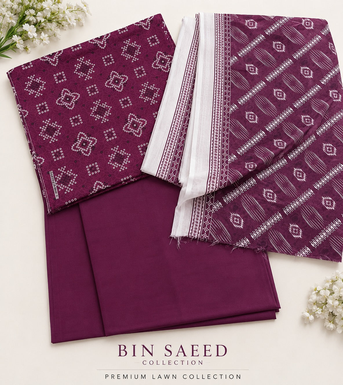 Bin Saeed Printed Lawn 3PC Suit