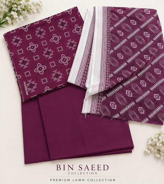 Bin Saeed Printed Lawn 3PC Suit