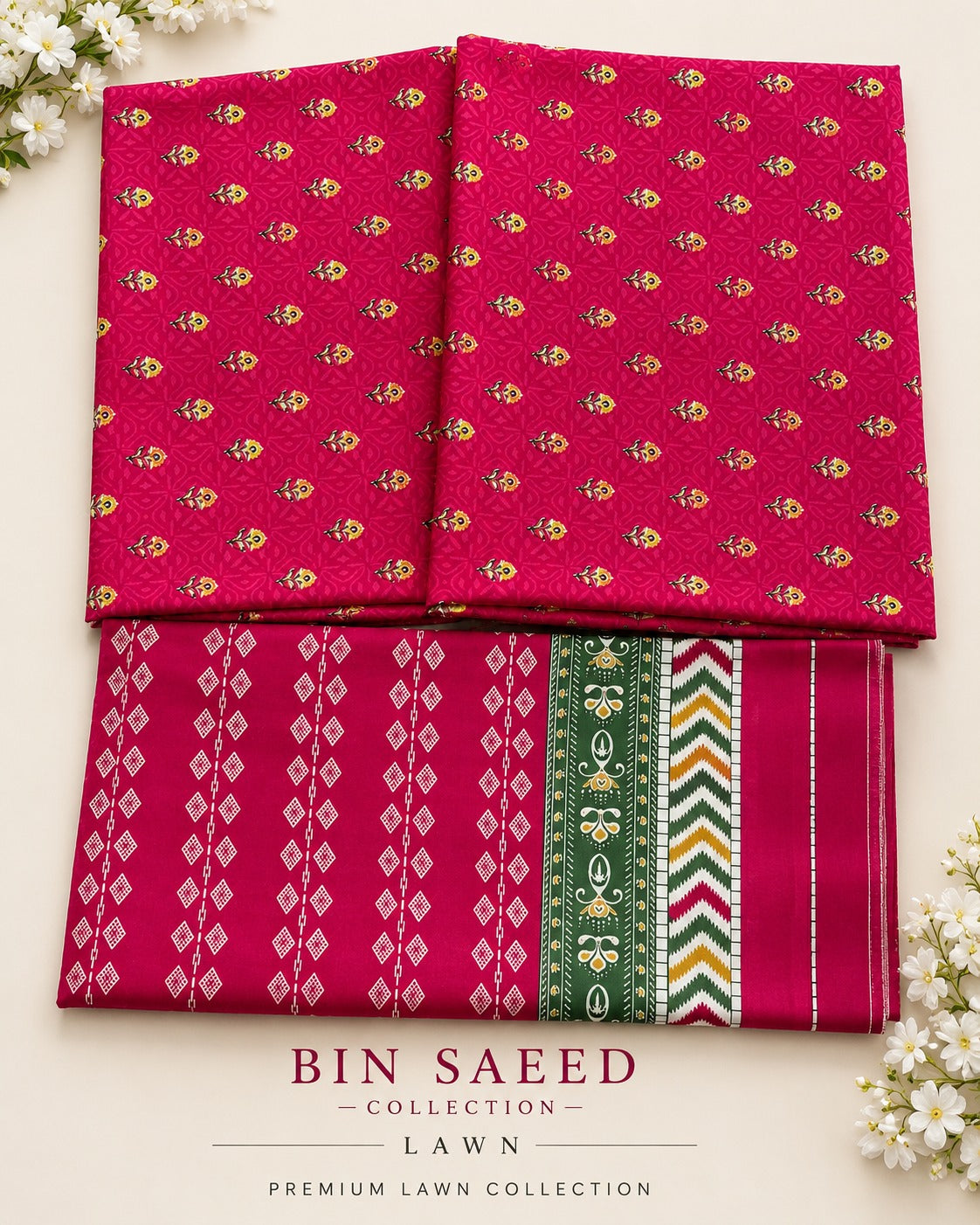 Bin Saeed Printed Lawn 3PC Suit