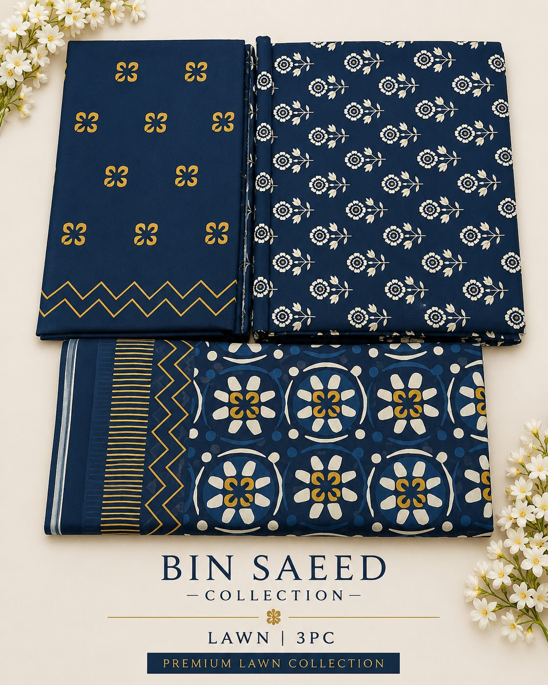 Bin Saeed Printed Lawn 3PC Suit