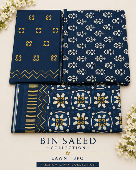 Bin Saeed Printed Lawn 3PC Suit