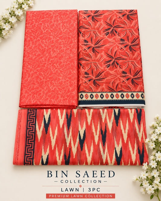 Bin Saeed Printed Lawn 3PC Suit