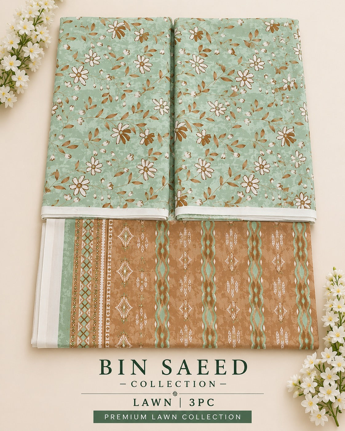 Bin Saeed Printed Lawn 3PC Suit