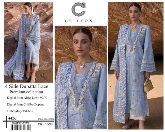 Digital Printed Airjet Lawn 3PC Suit (with Lace Dupatta)