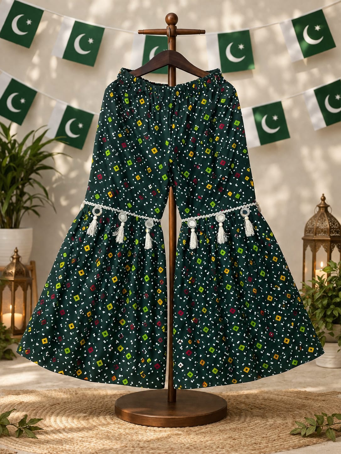 Azadi Special Mirror Work Frock with Gharara
