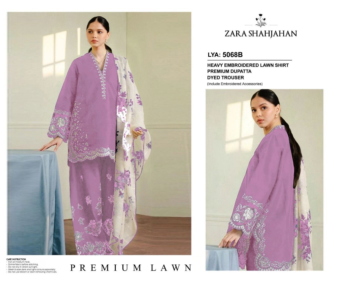 Zara Shahjahan Lawn 3PC (D#5068)