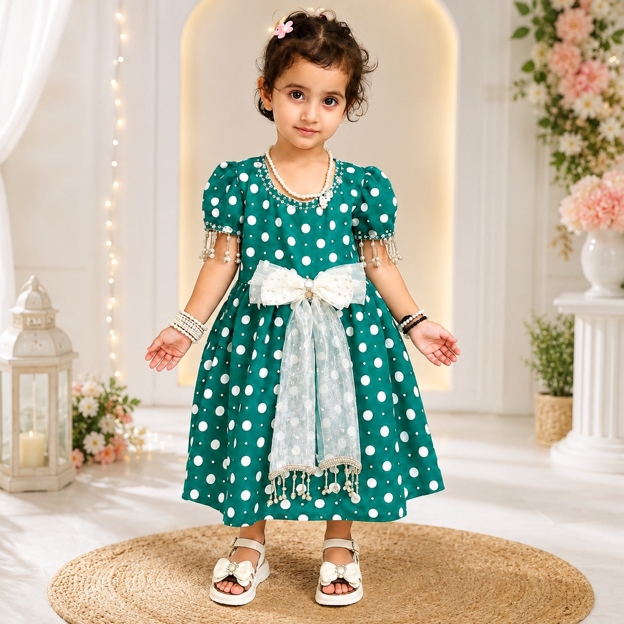 Polka Dot Frock with Tulip Shalwar