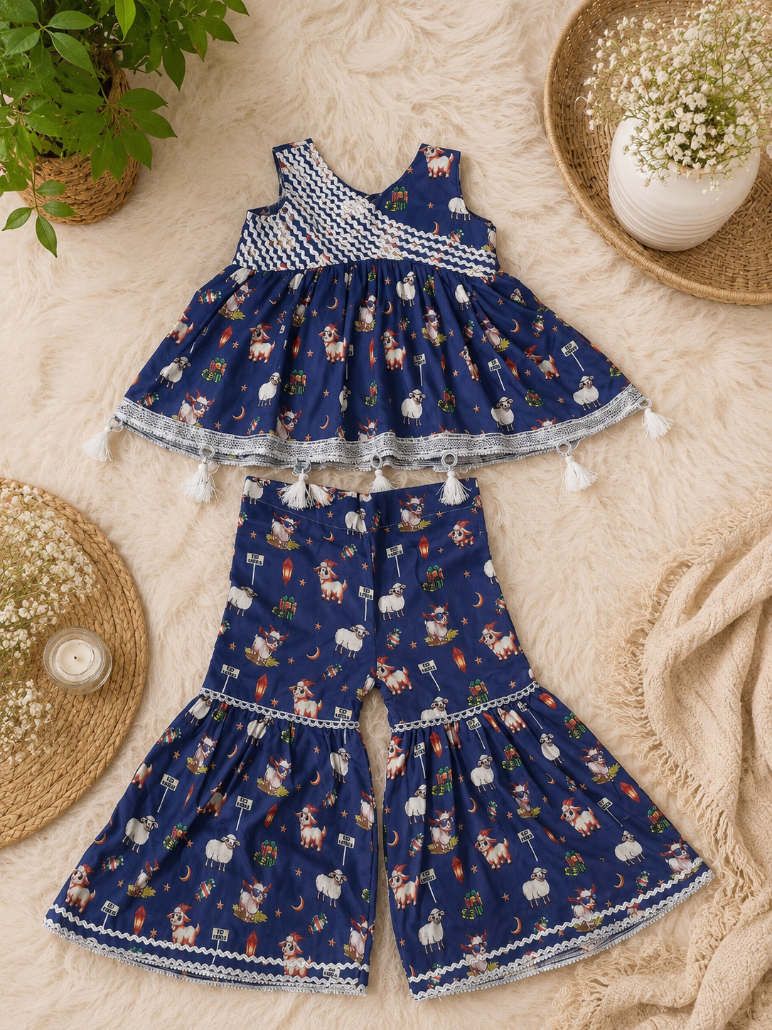 Blue Peplum Frock with Gharara (SKU C003)