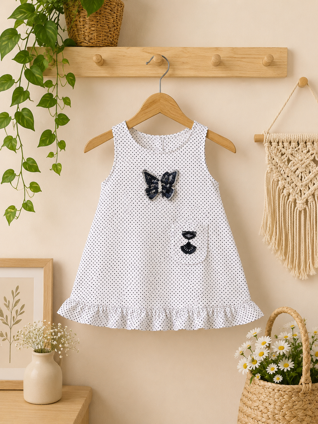 A-Line Frock with Butterfly & Lace Detail (SKU 003)
